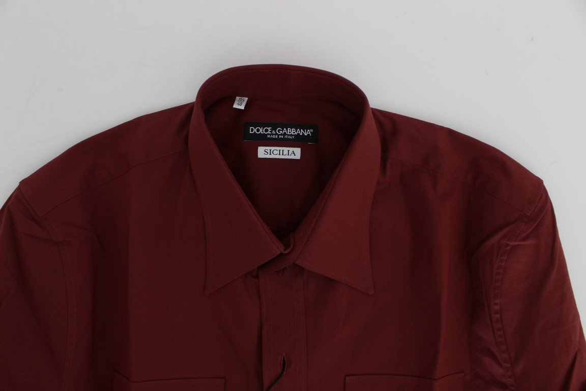 Red Cotton Stretch SICILIA Dress Shirt