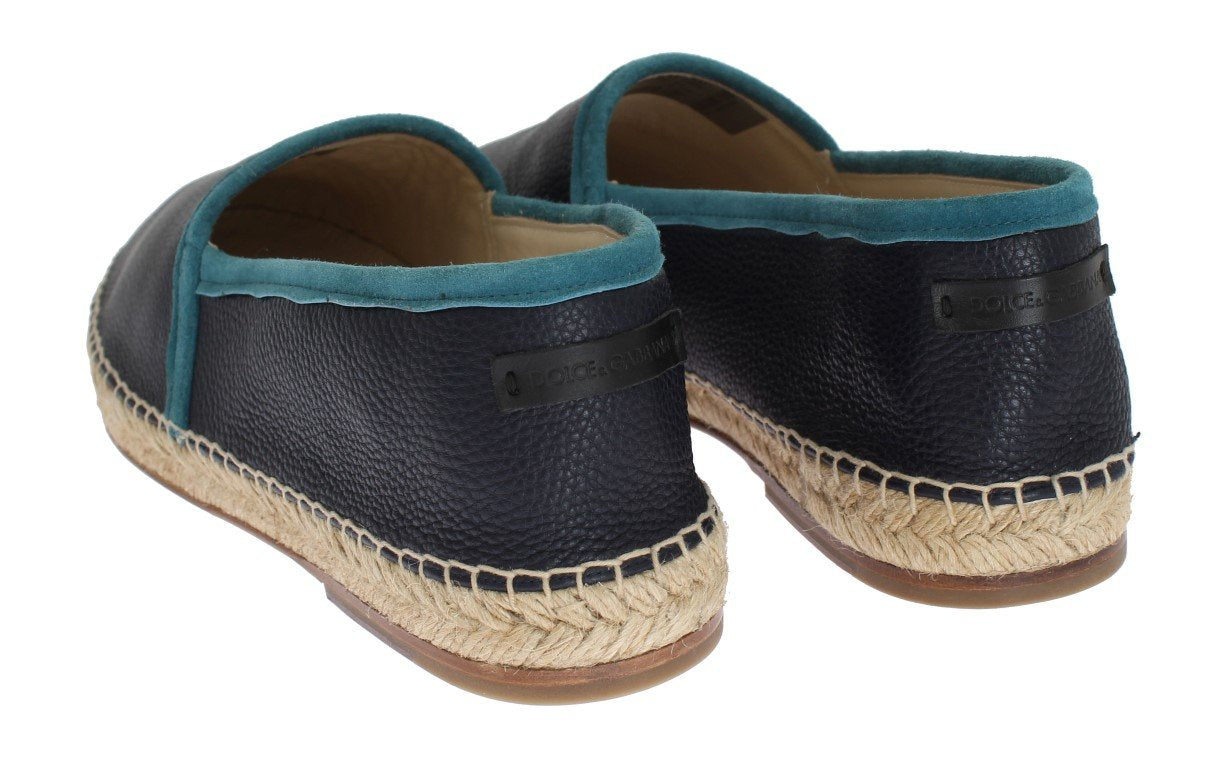 Blue Deer Leather Logo Espadrilles