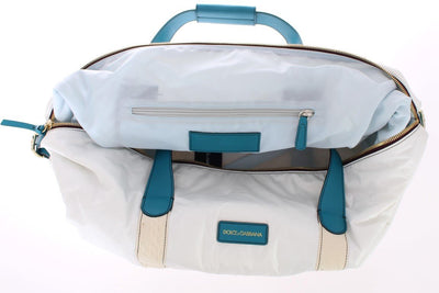 White nylon unisex boston bag