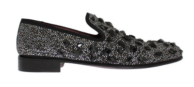 Black Suede Crystal Strass Loafers