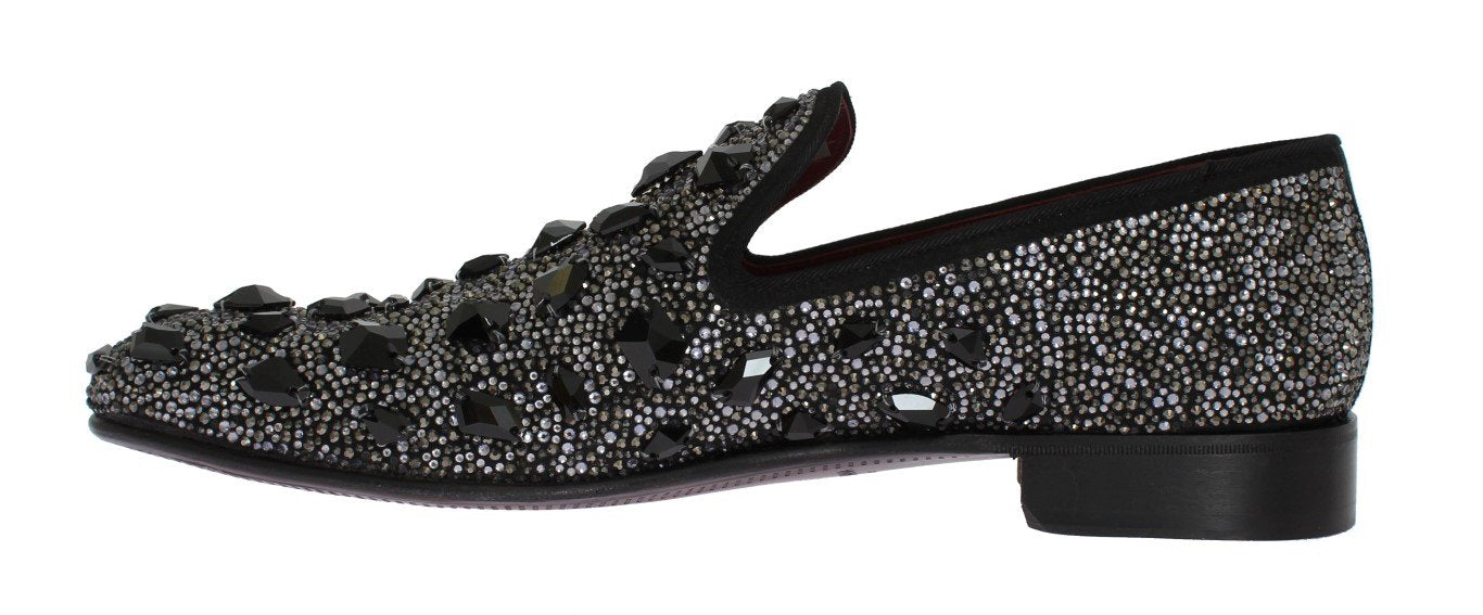 Black Suede Crystal Strass Loafers