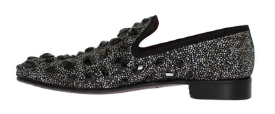 Black Suede Crystal Strass Loafers