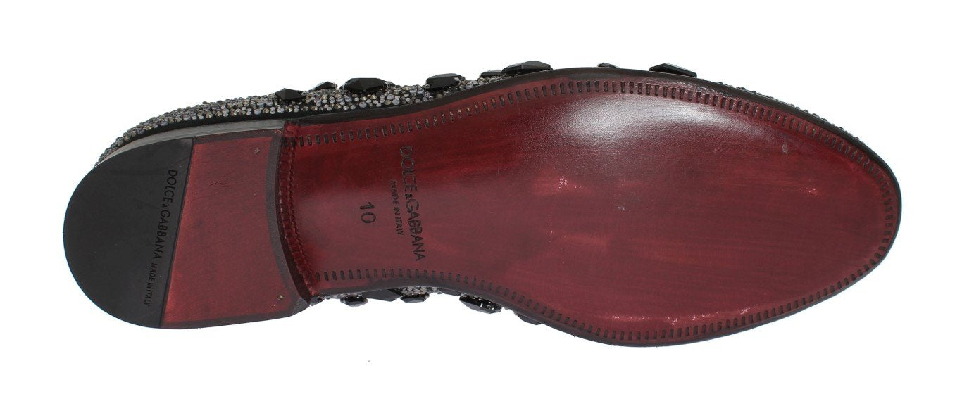 Black Suede Crystal Strass Loafers