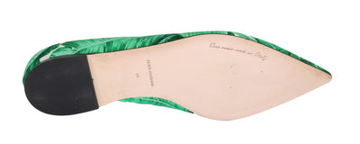 Green Banana Leafs Crystal Flats Ballet Shoes