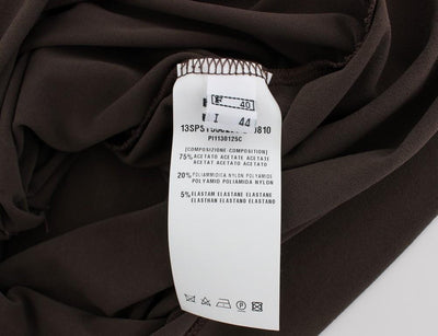 Brown Stretch Sleeveless Blouse
