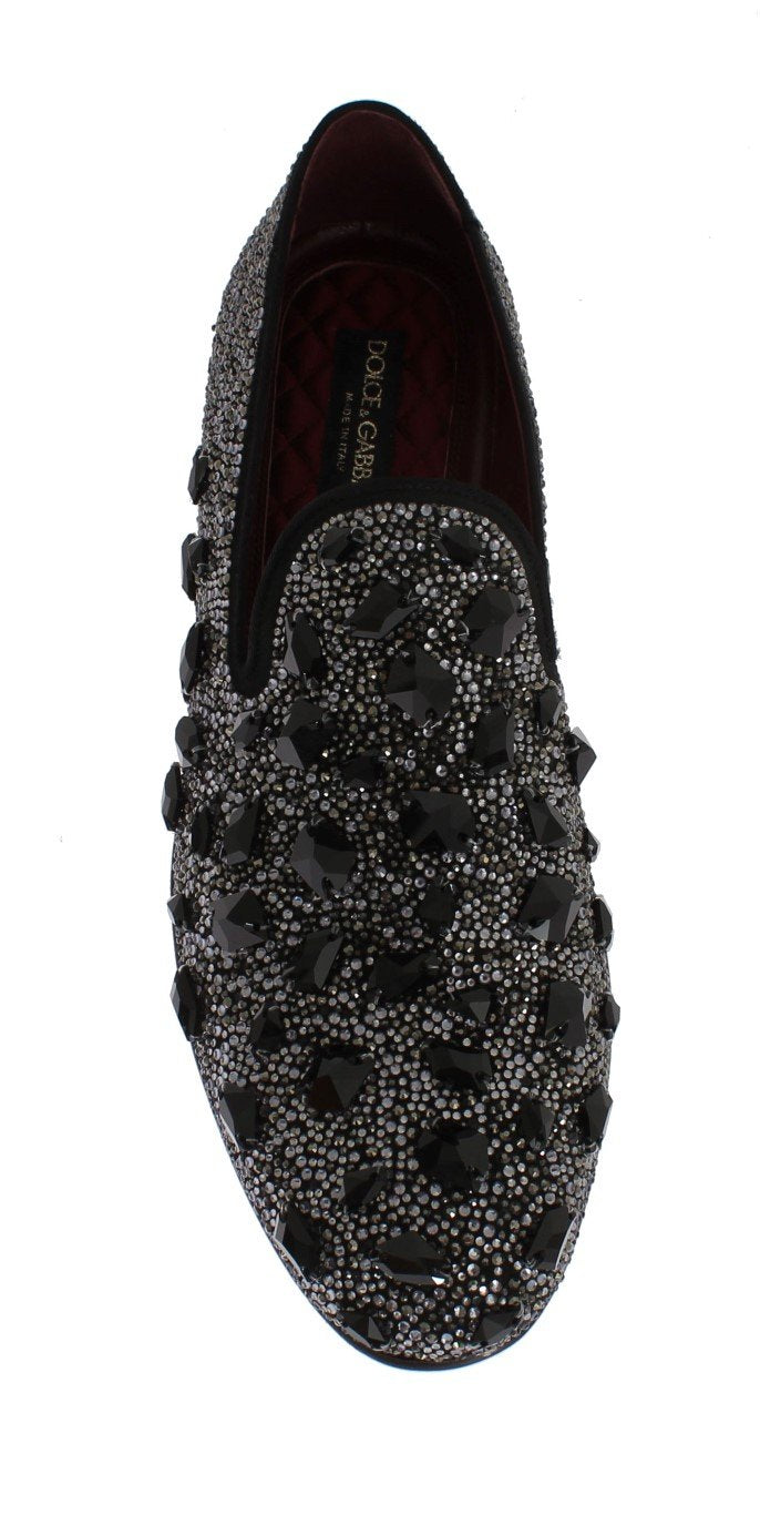 Black Suede Crystal Strass Loafers