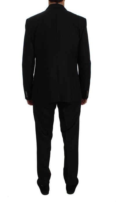 Black Wool Silk Slim Fit 3 Piece Suit