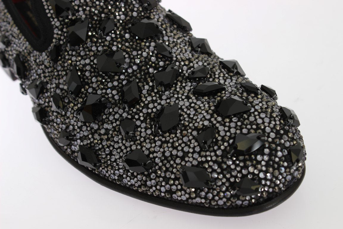 Black Suede Crystal Strass Loafers