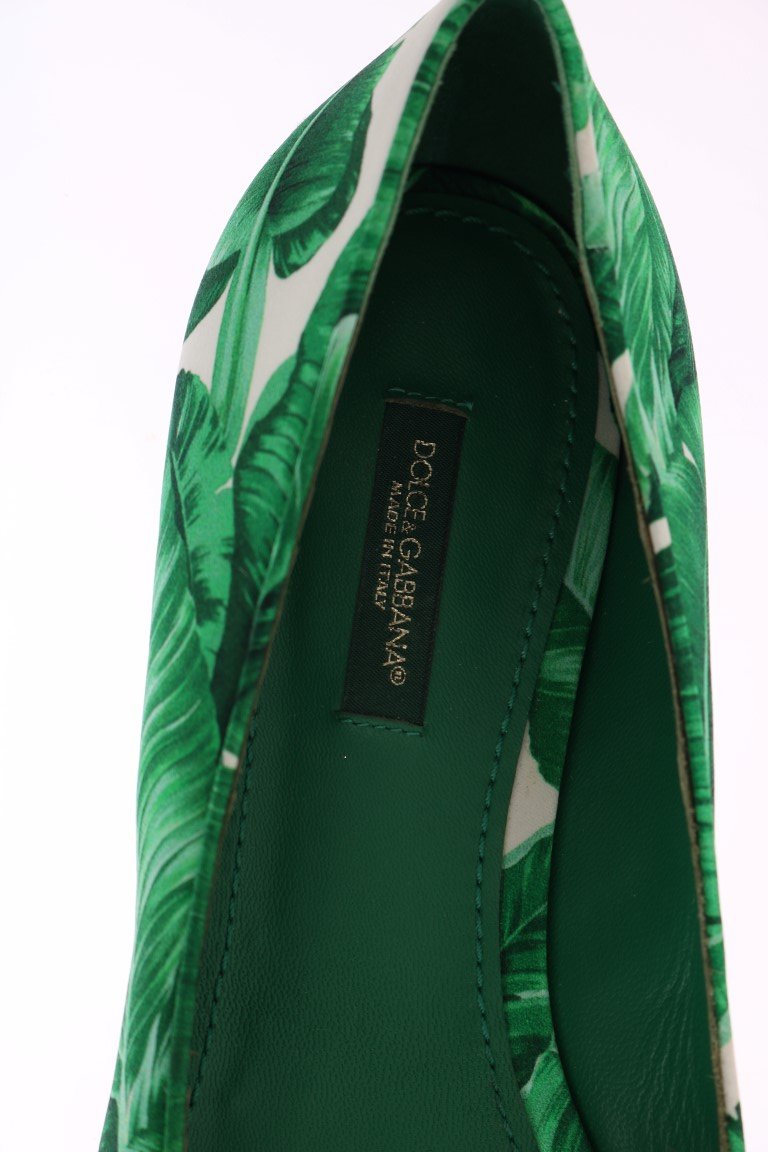 Green Banana Leafs Crystal Flats Ballet Shoes