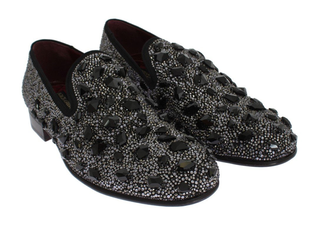Black Suede Crystal Strass Loafers
