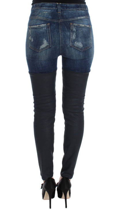 Blue Cotton Slim Fit High Waist Jeans