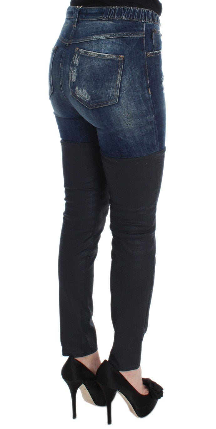 Blue Cotton Slim Fit High Waist Jeans