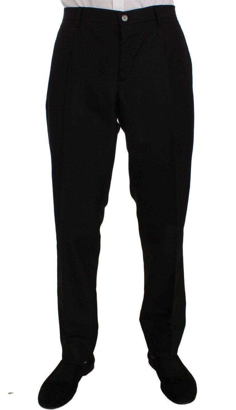 Black Wool Silk Slim Fit 3 Piece Suit