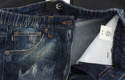 Blue Cotton Slim Fit High Waist Jeans