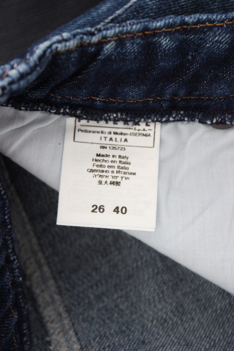 Blue Cotton Slim Fit High Waist Jeans