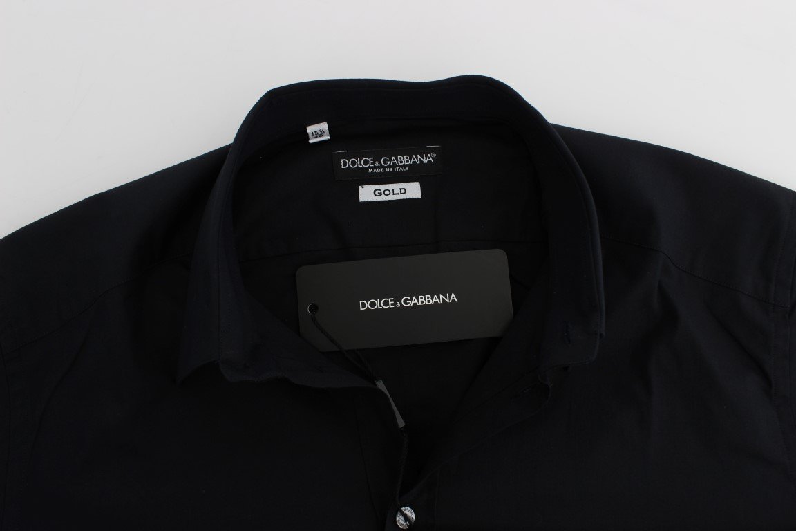 Blue Cotton Stretch Slim Fit GOLD Shirt