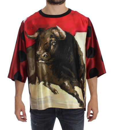 Bull Torero Red Silk Crewneck T-shirt