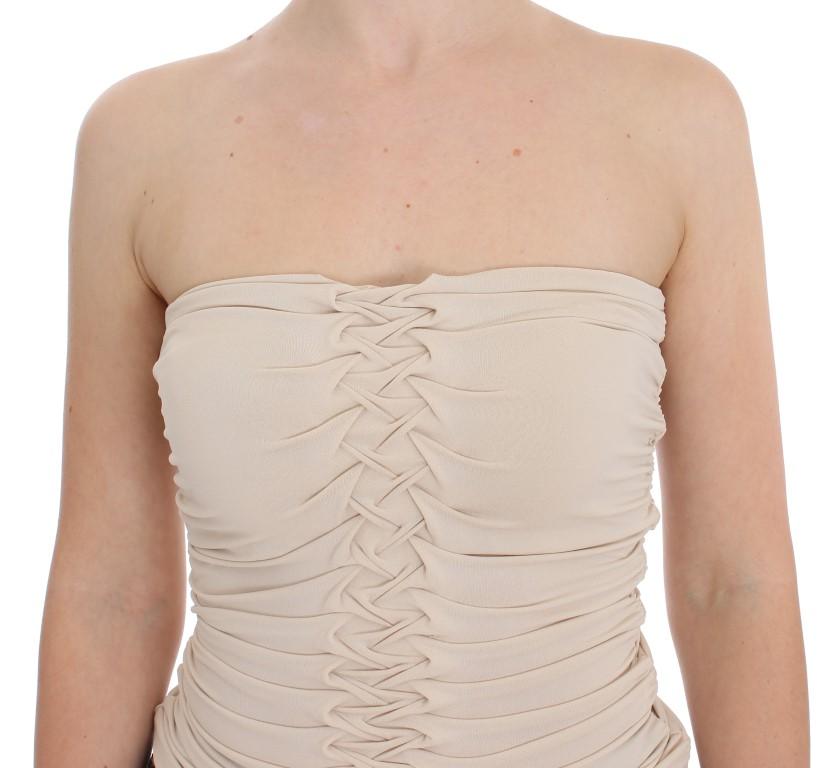Beige Stretch Bustier Top