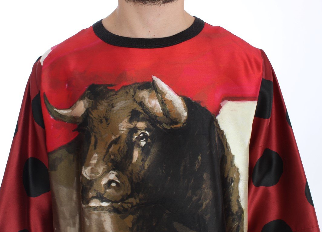 Bull Torero Red Silk Crewneck T-shirt