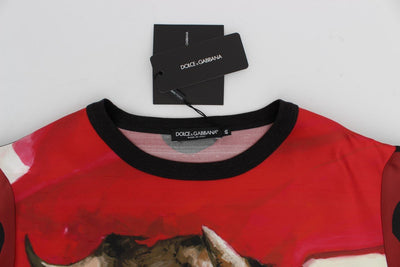 Bull Torero Red Silk Crewneck T-shirt