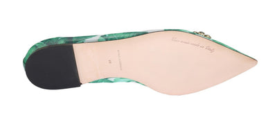 Green Banana Leafs Crystal Flats Ballet Shoes