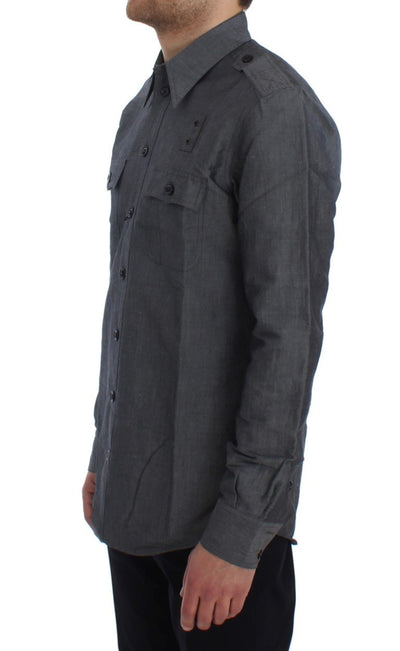 Gray Linen Cotton Casual Shirt