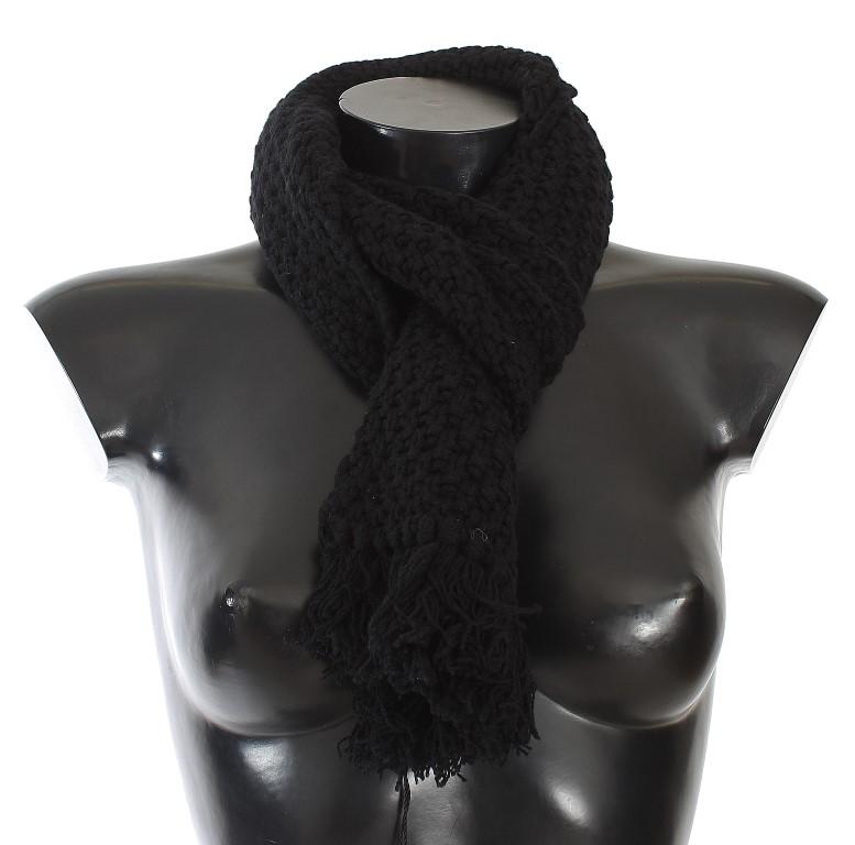 Black Cashmere Knitted Scarf