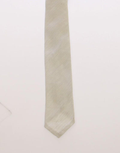 White Silk Pattern Slim Neck Tie