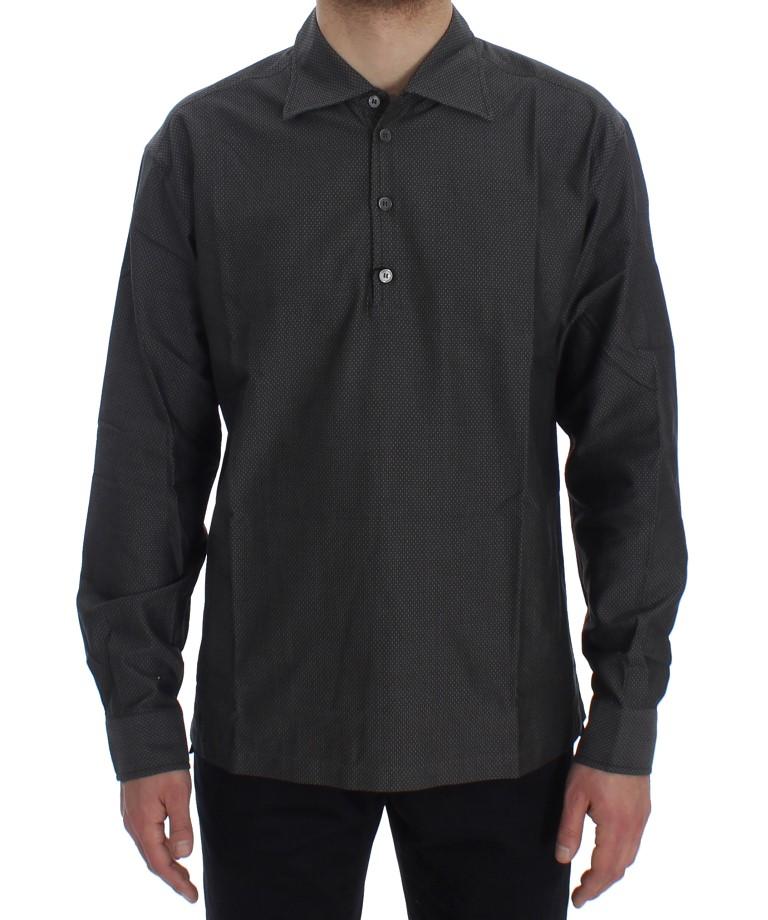 Gray Button Collar Cotton Shirt
