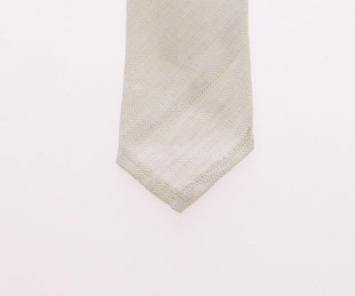 White Silk Pattern Slim Neck Tie