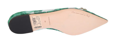 Green Banana Leafs Crystal Flats Shoes