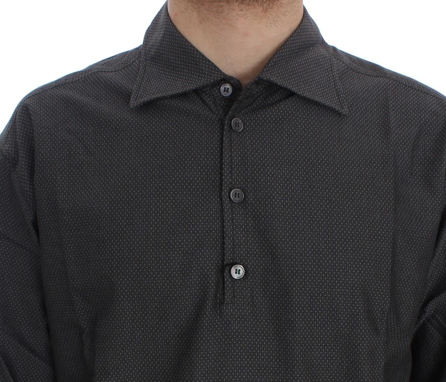 Gray Button Collar Cotton Shirt