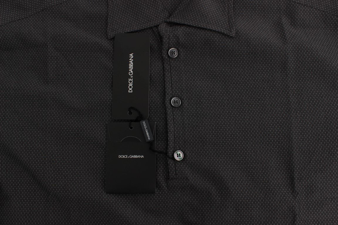 Gray Button Collar Cotton Shirt