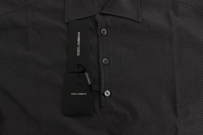 Gray Button Collar Cotton Shirt