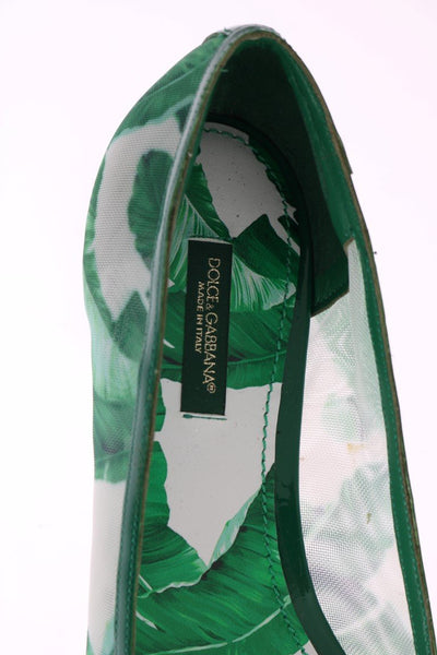 Green Banana Leafs Crystal Flats Shoes