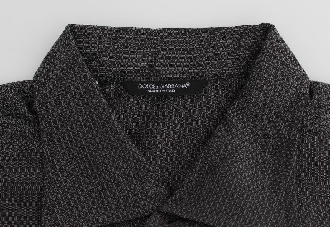 Gray Button Collar Cotton Shirt