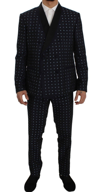 Blue Silk Fantasy Slim Fit 3 Piece Suit