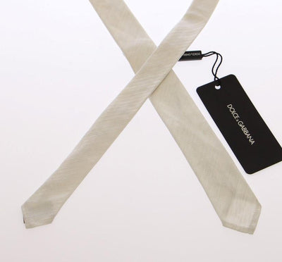 White Silk Pattern Slim Neck Tie