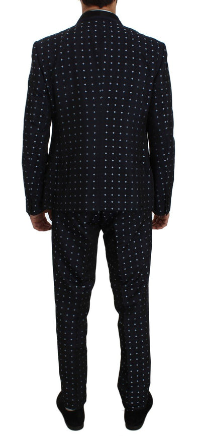Blue Silk Fantasy Slim Fit 3 Piece Suit