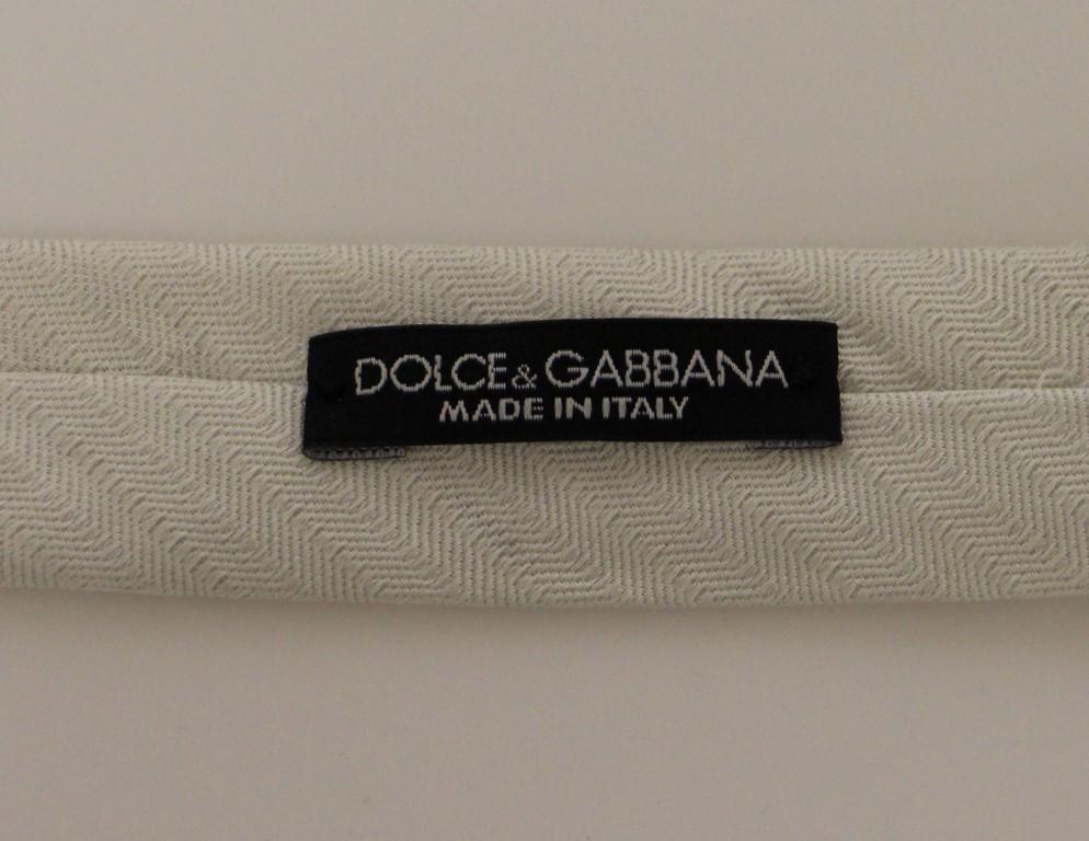 White Silk Pattern Slim Neck Tie