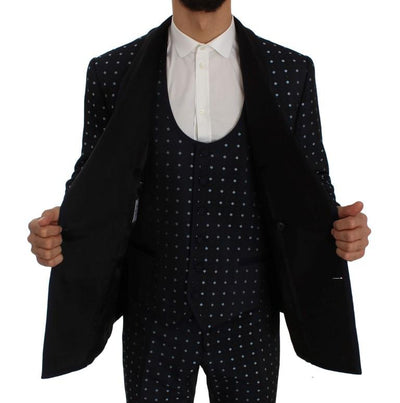Blue Silk Fantasy Slim Fit 3 Piece Suit