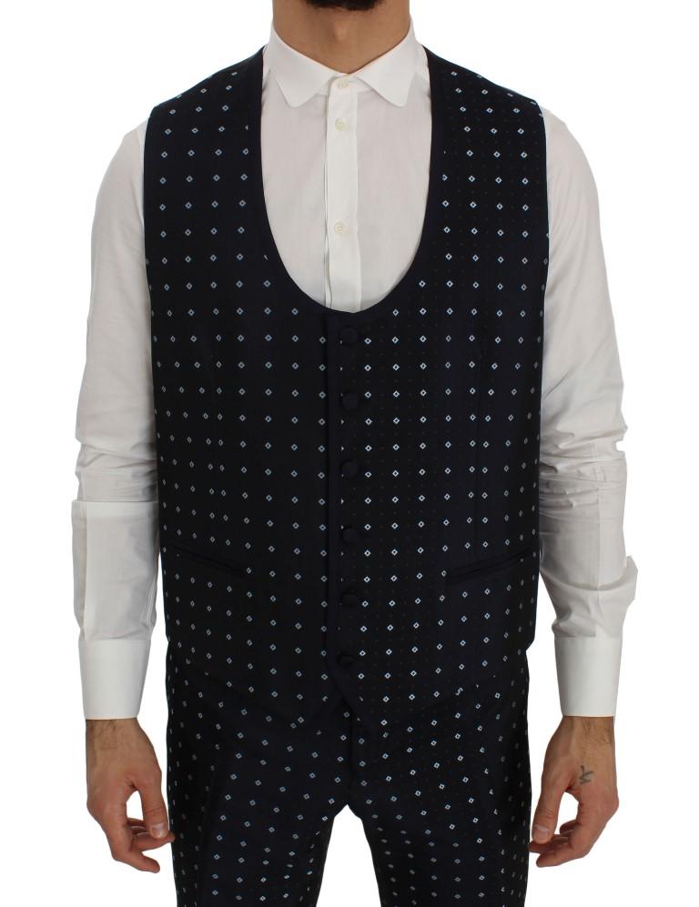 Blue Silk Fantasy Slim Fit 3 Piece Suit