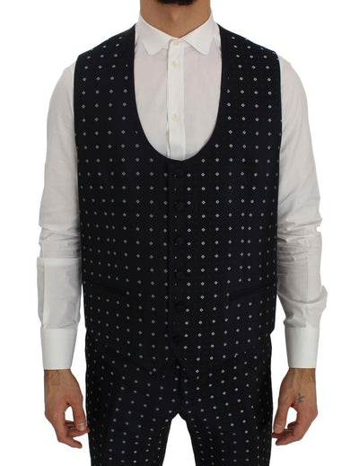 Blue Silk Fantasy Slim Fit 3 Piece Suit