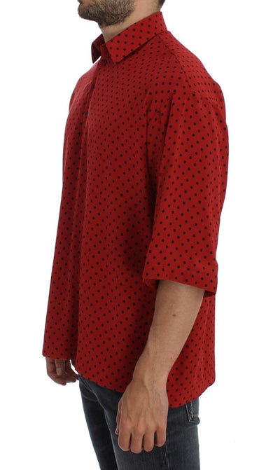 Red Black Polka Silk Polo T-shirt
