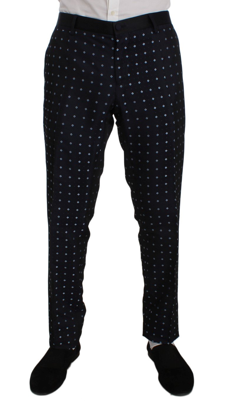 Blue Silk Fantasy Slim Fit 3 Piece Suit