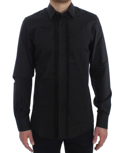Black Cotton Silk Slim Fit GOLD Shirt