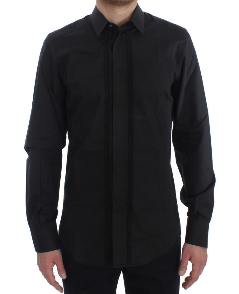Black Cotton Silk Slim Fit GOLD Shirt