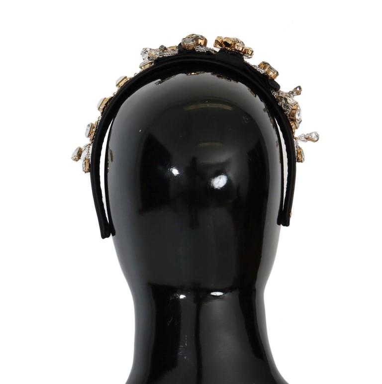 Black Crystal Silk Brass Headband