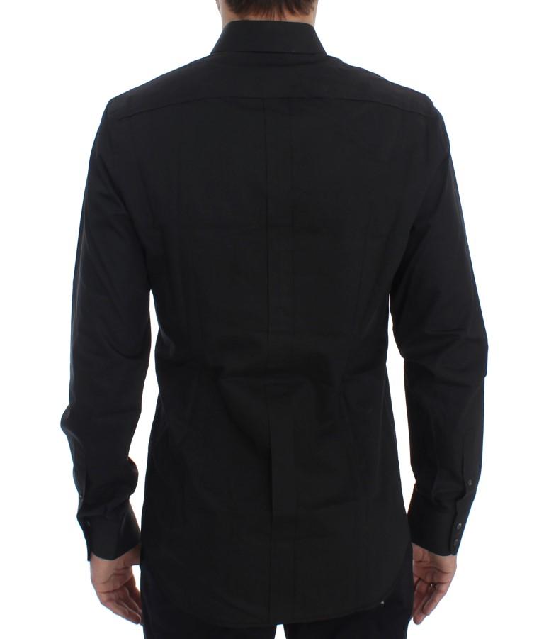 Black Cotton Silk Slim Fit GOLD Shirt