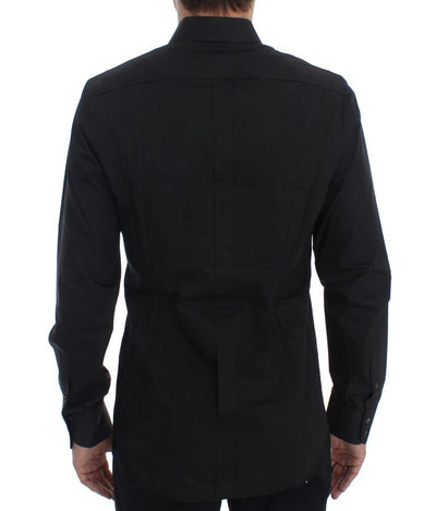 Black Cotton Silk Slim Fit GOLD Shirt